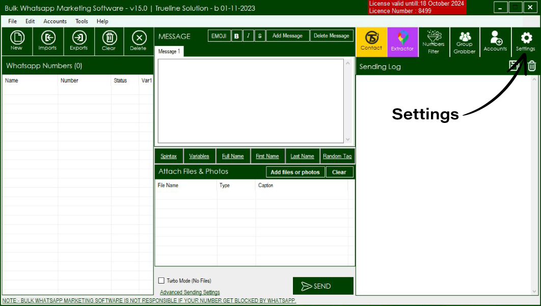 General Software Setting Of Bulk Whatsapp Software