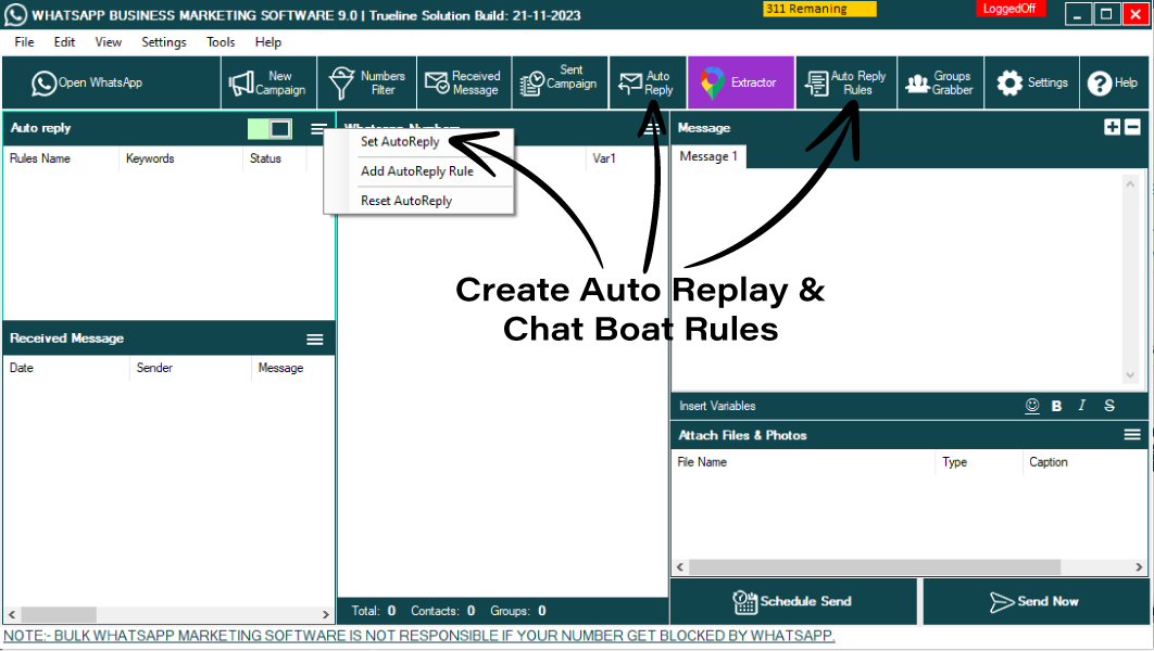 Whatsapp Marketing Software With Auto Replay And Chat Boat Feature